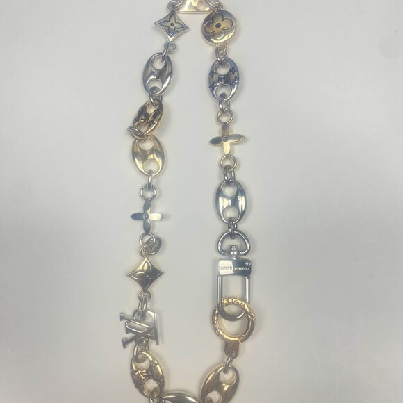 Louis Vuitton LV Vintage Sailor Chain Belt S00 M03122 Silver & Gold - Picture 7 of 9